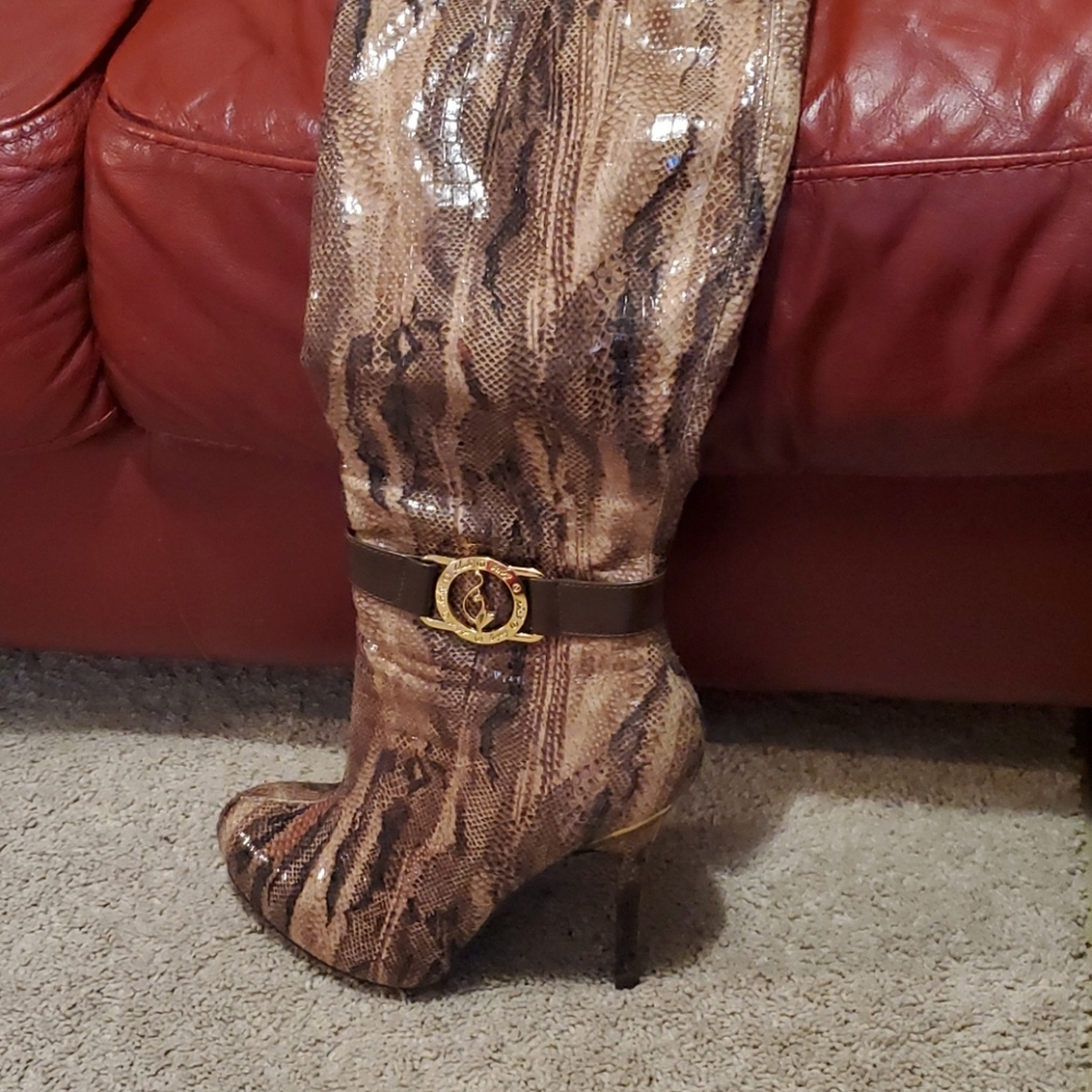 Tan and Brown high heel boot